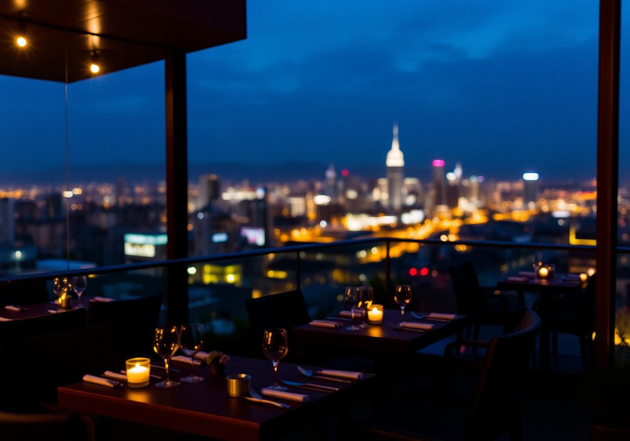 Restoran rooftop malam hari